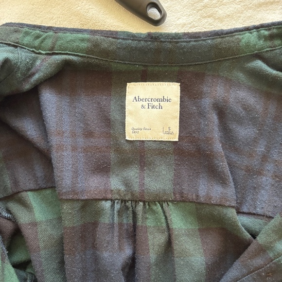Abercrombie & Fitch Navy and Green Flannel Shirt Dress - Picture 4 of 8